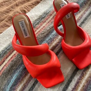 Steve Madden Bold Red Heeled Mules